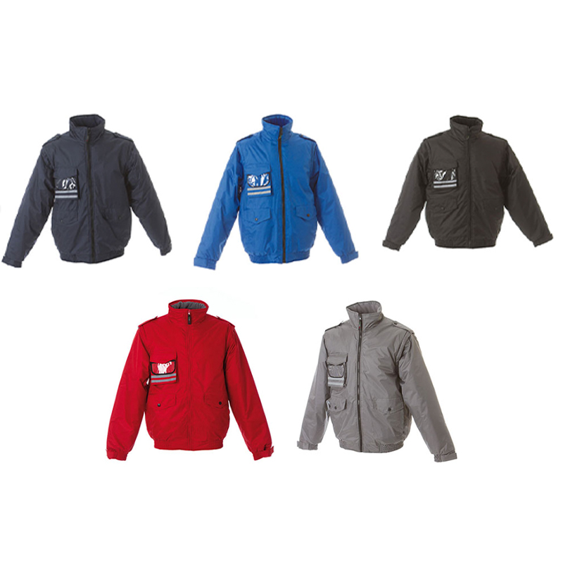 Gamma colori disponibili per giubbotto da lavoro: blu navy, azzurro royal, nero, rosso e grigio