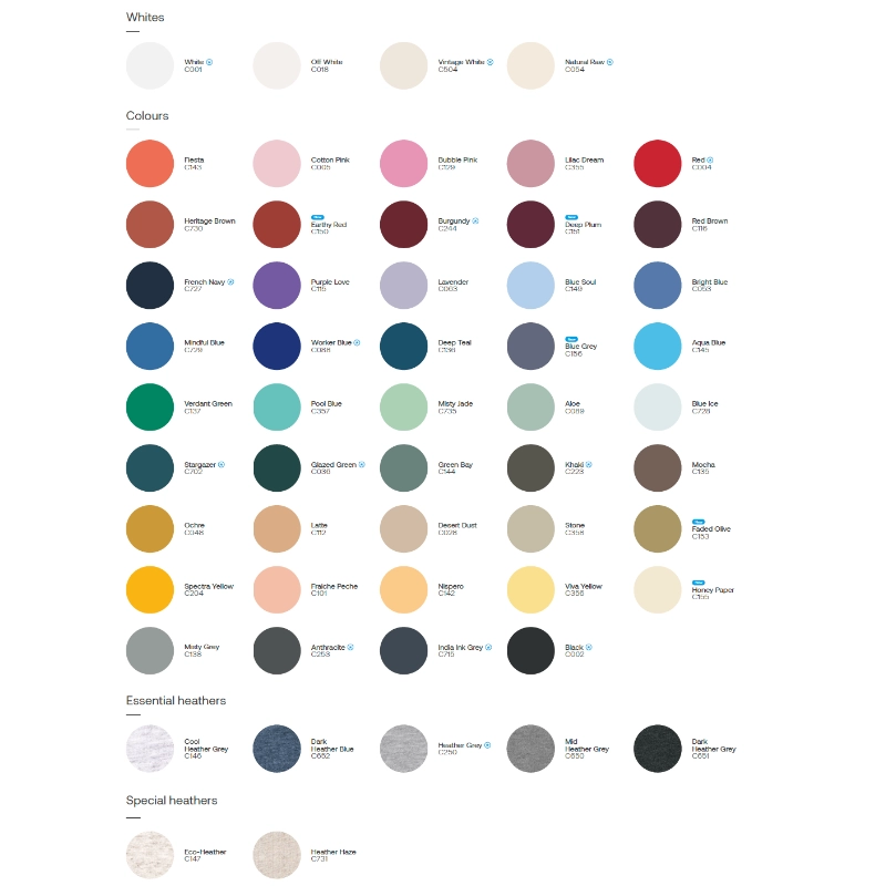 Palette colori t-shirt in cotone biologico Creator 2.0