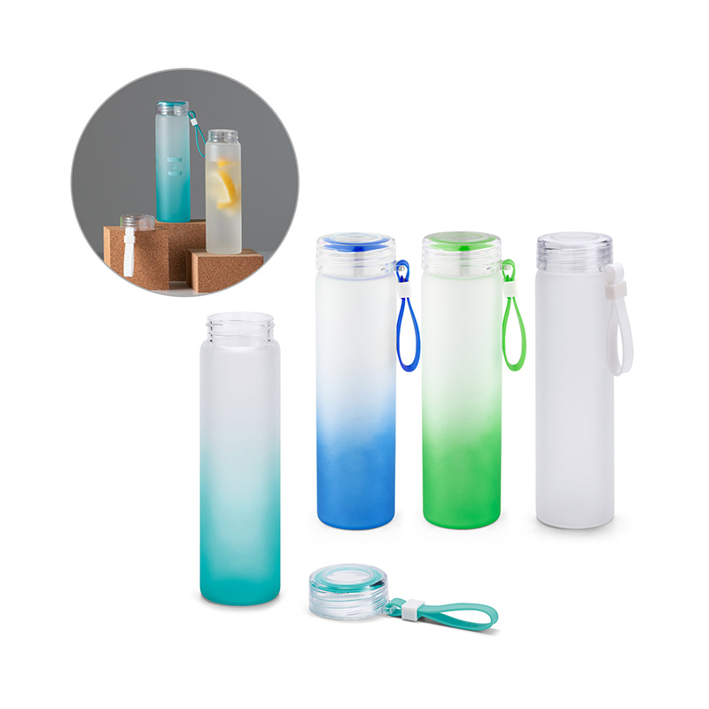 Reeho 1 Litro Borraccia in Vetro con Cannuccia, 1000 ml Sport Bottiglia di Acqua in Vetro con Indicazione del Tempo Motivazionale