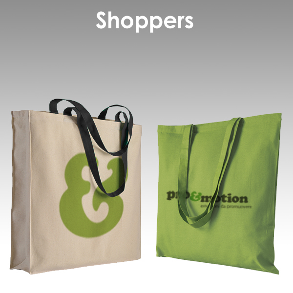 Shopper personalizzate in cotone beige e verde con logo Pro&motion