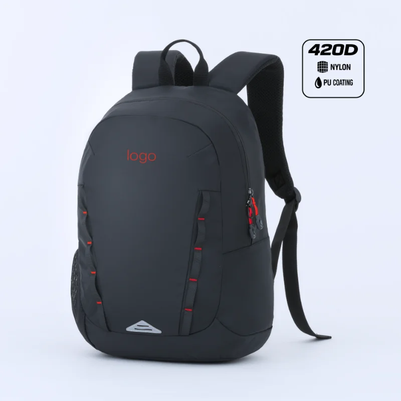 Zaino sportivo Expedition M 18L nero vista frontale con dettagli in nylon 420D.